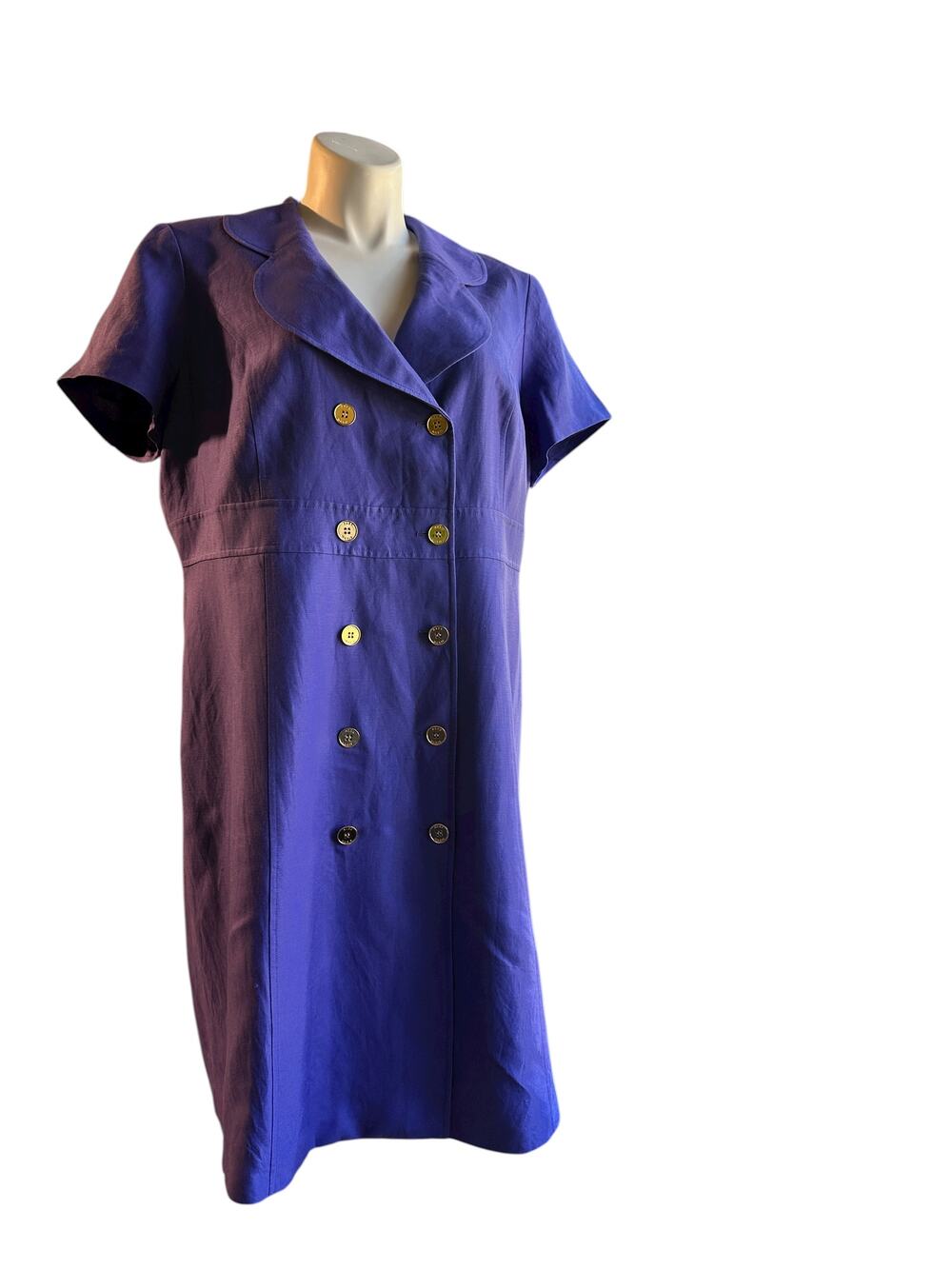 Alex Marie Purple Linen Button-Front Dress Size 18W - Short Sleeve Collared Plus